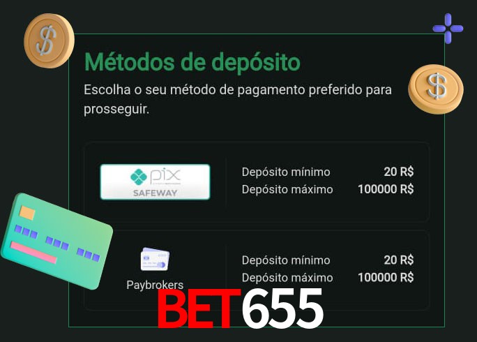 O cassino Bet655 oferece uma grande variedade de métodos de pagamento
